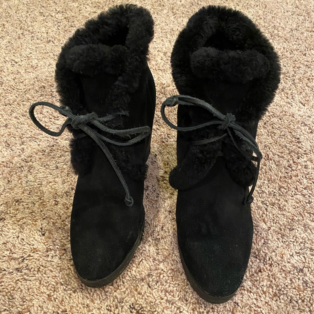 splendid Catalina Black Suede Wedge Boots